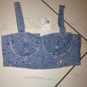 Forever 21 Denim Studded Crop Top